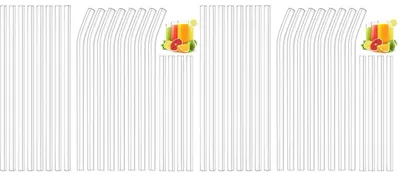 Zdjęcie produktu dla Słomki ze szkła, 20 sztuk, nadają się do mycia w zmywarce, wielokrotnego użytku, średnica 8 mm, długość 21,5 cm i 15 cm