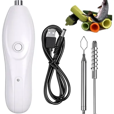 Produktbild von Apfelentkerner, Elektrischer Gemüse- und Obstschneider, Entkerner mit Wechselköpfen, USB-Ladefunktion, Fischentschupper