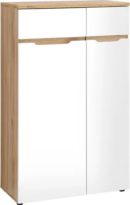 Produktbild von Büroschrank - 75 x 122 cm - 2 Türen - Mauvella Eiche Nachbildung - Weiß supermatt