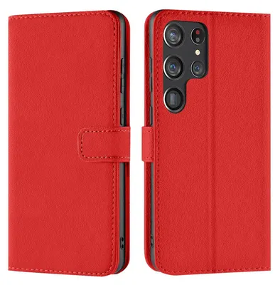 Produktbild von Conie Klapp Tasche für Samsung Galaxy S23 Ultra Kartenfach Rundumschutz Hülle in Rot