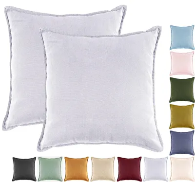 Produktbild von JACK by Mistral 2er Set 45x45cm Kissenhülle Kissenbezug Baumwolle Reißverschluss Leinenoptik , Farbe:Flieder