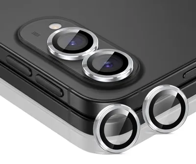 Produktbild von Kamera Linsenschutz Glas Set für Apple iPhone Duo Schutzglas Camera Linse Schutz Panzerfolie 9H Silber