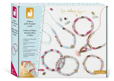 Produktbild von Janod - Bastel-Set für 6 Schmuckstücke aus Papierperlen – 2 Halsketten & 4 Armbä