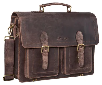Produktbild von Benthill Aktentasche aus Echtleder - Lehrertasche - Umhängetasche - Leder-Tasche Business - Große Leder Herren Arbeitstasche aus Büffelleder