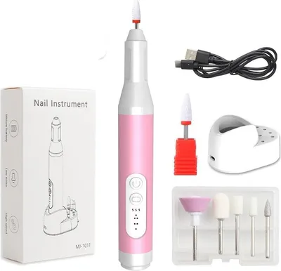 Produktbild von INF Elektrische Nagelfeile Set - Professionelle Maniküre für Zuhause, 11-teilig Rosa