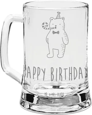 Produktbild von Mr. & Mrs. Panda Krug Bär Geburtstag - Transparent - Geschenk, Seidel, Teddy, Glückwunsch, Alles Gute, Happy Birthday, Bierkrug graviert, Gravur, Humpen, Mit