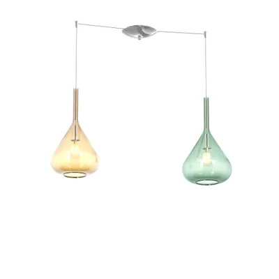 Obrázek produktu pro Moderní závěsné svítidlo Kona Metal Chrome Glass Multicolour 2 Lights E27