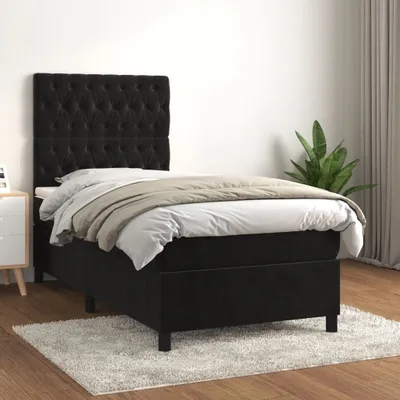 Immagine prodotto di vidaXL Letto a molle con materasso nero 90x190 cm in velluto - Letto a molle - Boxspringbetten - Bett - Schlafzimmermöbel