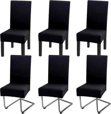 Productafbeelding van Stoelhoezen 6 stuks, universele maat, Elasthan, zwart, voor eetkamer