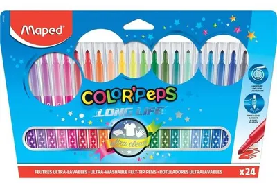 Produktbild von Maped Color'Peps Long Life, Medium, 24 Farben, Mehrfarbig, Mehrfarbig, Rund, 24 Stück(e)