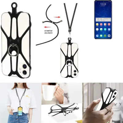Produktbild von K-S-Trade 3in1 Handykette Handyband Handykordel Halsband Smartphone-Ring Handy-Ring kompatibel mit ZTE Axon 31 5G Fingerhalterung Handyring
