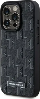 Produktbild von Karl Lagerfeld Leather Monogram Metal Logo - Case iPhone 15 Pro Max (black)