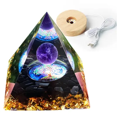 Immagine prodotto di Piramide ORGONITE + lampade a LED LAMPADA 5cm AMULETO DI CRISTALLO 5cm HX03