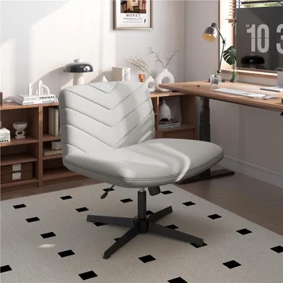 Produktbild von Yaheetech Bürostuhl mit breitem Sitz, ergonomischer Schreibtischstuhl Drehstuhl mit Rückenlehn, höhenverstellbar, Hellgrau