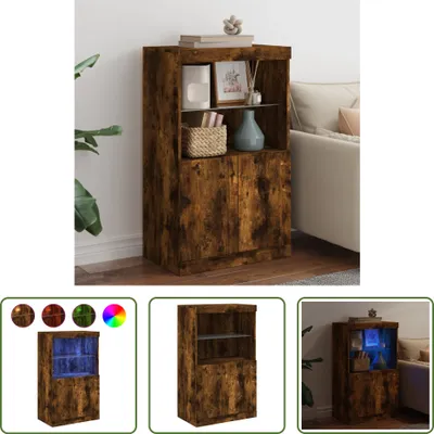 Produktbild von The Living Store Sideboard mit LED-Leuchten Räuchereiche 60,5x37x100 cm