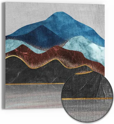 Produktbild von DEQORI Hybrid Leinwand Bild 50x50 cm 'Abstrakter Gipfelglanz' Wandbild Glas flach modern