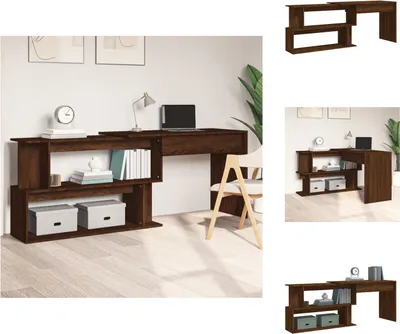 Produktbild von vidaXL Eckschreibtisch Braun Eichen-Optik 200x50x76 cm Holzwerkstoff -  Schreibtische