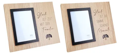 Produktbild von Gilde Fotorahmen (LED), rechteckig, "Glück", Spruch, MDF, naturfarben, L. 2.5 cm, B. 25 cm, H. 21.5 cm 51409 4063387514092 2 Stück (2-fach sortiert)