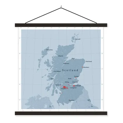 Obrázek produktu pro MuchoWow® Textilní plakát - Modrá mapa Skotska s hlavními městy - 40x40cm - S černými lamelami