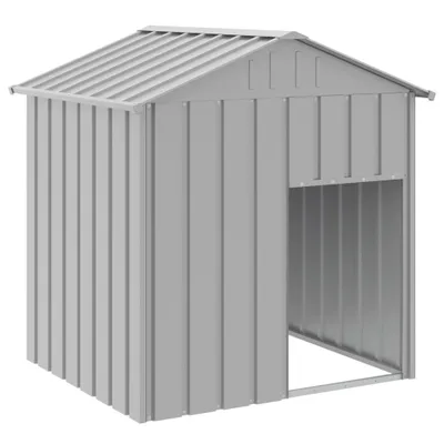 Image de vidaXL Niche pour chiens avec toit gris clair 117x103x123 cm Acier galvanisé