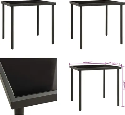 Immagine prodotto di vidaXL Tavolo da pranzo da giardino antracite 80x80x72 cm in vetro e acciaio - Tavolo da pranzo da giardino - Tavoli da giardino - Tavolo da giardino - Tavoli da giardino