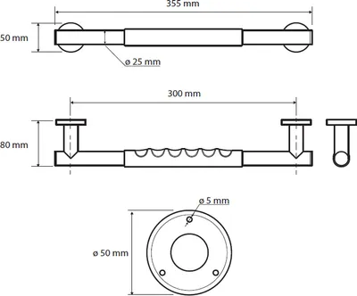 Zdjęcie produktu dla Sapho X-Round - Uchwyt z powłoką antypoślizgową, długość 300 mm, stal nierdzewna XR504