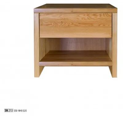Image de Table de chevet Table de chevet 1 tiroir Étagère en bois massif Console en chêne