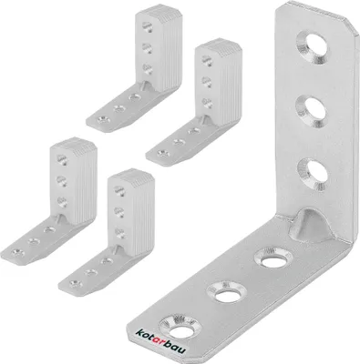 Produktbild von KOTARBAU® 50er Set Winkelverbinder 60 x 60 x 20 mm Sicke Stahl Bauwinkel Montagelöcher Möbelwinkel Verzinkt Schwerlast Holzverbinder Montagewinkel Stuhlwinkel