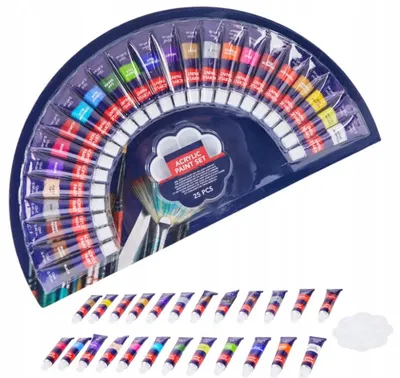 Produktbild von Van Bleiswijck Acrylfarben Set mit Palette, 24 Farben, 12ml Tuben