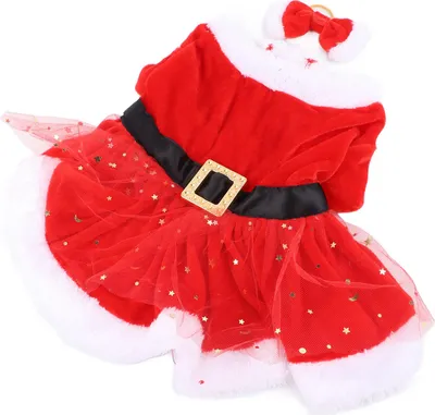 Obrázok produktu pre Pet Vianočný kostým Fun Cute Otec Vianoc Pes mačka Vianočné oblečenie s lukom čelenka pre vianočné téma Party Cosplay L