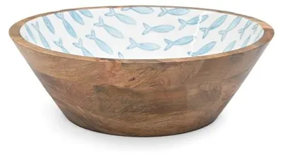 Immagine prodotto di Only Natural – Grande ciotola in legno – Blu/Bianco – 40 x 40 x 13 cm