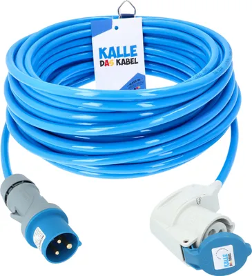 Immagine prodotto di KALLE DAS KABEL Cavo di prolunga CEE 3G 2,5 mm² 15 metri 230V 16A con attacco angolare Extreme BLUE IP44 cavo di alimentazione cavo da campeggio prolunga da campeggio cavo per caravan