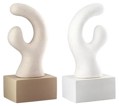 Produktbild von Gilde Skulptur, "Prasero", gepunktet, Keramik, beige, weiß, L. 9 cm, B. 12 cm, H. 26 cm 58540 4063387585405 2 Stück (2-fach sortiert)