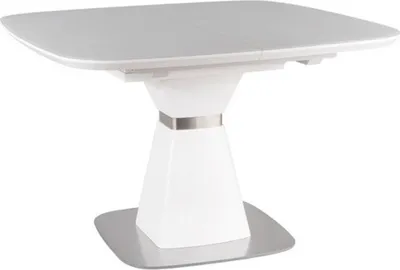 Produktbild von Casa Padrino Luxus Esstisch Matt Weiß / Silber 120-160 x 120 x H. 76 cm - Moderner ausziehbarer Esszimmertisch mit gehärteter Glasplatte - Esszimmer Möbel