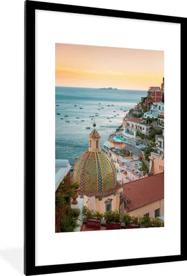 Produktbild von MuchoWow® MuchoWow® Gerahmtes Poster Italien - Positano - Meer 60x90 cm - Poster mit zchwarzem Bilderrahmen - Dekoration - Wandposter Wohnzimmer - Hochwertig