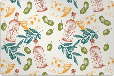 Produktbild von Küchenmatte 100x150 cm Vinylmatte Bodenmatte Dekoration -italienisches Essen