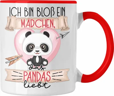 Produktbild von Trendation - Pandas Tasse Geschenk Frauen Ich Bin Bloß Ein Mädchen Das Pandas Liebt Pandaliebhaberin Geschenk Spruch Geburtstag (Rot)