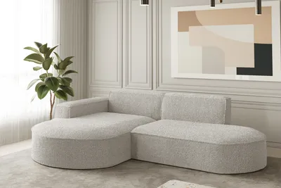 Zdjęcie produktu dla Kaiser Möbel Narożnik designerski MODENA STUDIO tkanina LOOP kremowy lewy