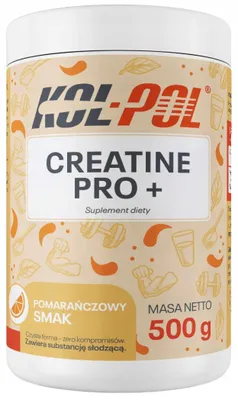 Zdjęcie produktu dla KREATYNA MONOHYDRAT POMARAŃCZOWA 500g Creatine Tauryna Suplement Kol-Pol