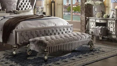 Produktbild von Designer Hocker Leder Textil Luxus Chesterfield Fußhocker Ottomane Chesterfield