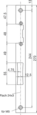 Produktbild von WSS Schließblech für E-Türöffner gerade 270x24x3mm links/rechts Edelstahl