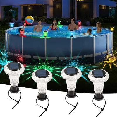 Produktbild von Solar Pool Licht 6er Set, LED Solar Gartenlichter IP65 wasserdicht, Farbwechsel Pool Beleuchtung mit Kabelbindern, für Garten, Terrasse & Schwimmbad