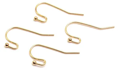Produktbild von Vintageparts Ohrhaken mit Aufhängung aus Messing 18k Gold beschichtet, 4 Stück