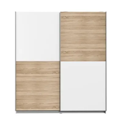 Produktbild von Kleiderschrank mit 2 Schiebetüren – Spanplatte – Eiche und Weiß – 170,3 x 61,2 x 190,5 cm – ULOS