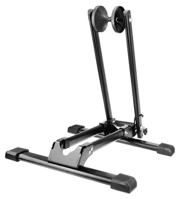 Produktbild von WELLGRO Fahrradständer - für Vorderrad oder Hinterrad, Stahl, schwarz, platzsparend zusammenklappbar