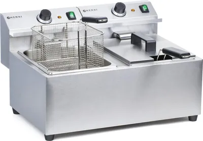 Zdjęcie produktu dla Hendi 207307, Frytkownica, 16 l, 50 °C, 190 °C, Podwójny, Srebrny