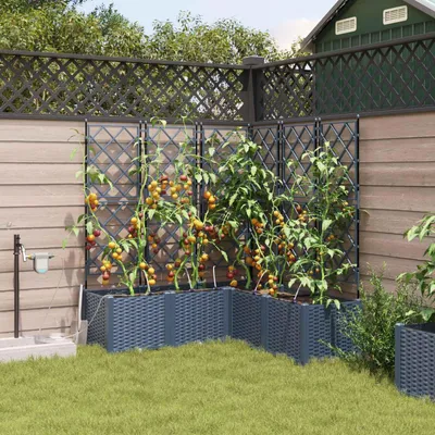Produktbild von "Rabatt" Garten-Hochbeet/Pflanzgefäß/Pflanzkübel - 3 pcs Grau 120x40x143 cm Stahl - Beete CC18788