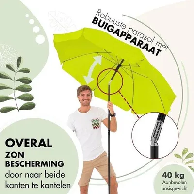 Productafbeelding van Famanu zonnescherm, 200 cm, met UV-bescherming - In hoogte verstelbaar, rond