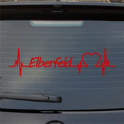 Produktbild von Heckscheibenaufkleber Elberfeld Herzschlag Puls Stadt Liebe 55x15 cm Rot Auto Aufkleber Sticker