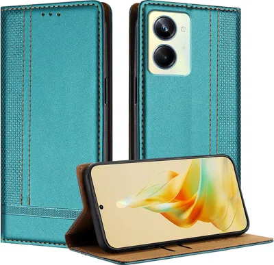 Obrázek produktu pro Pouzdro pro Realme 10 Pro kožené flipové pouzdro s funkcí stojánku zelené
